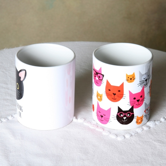 Vintage Pair of Unique Super Cute Cat Mugs - Picture 3 of 8